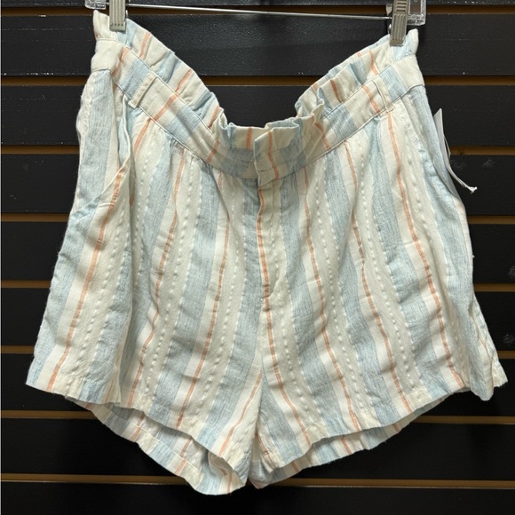 Roxy High Waist Striped Shorts - Blue, White, and Orange - Picture 1 of 3